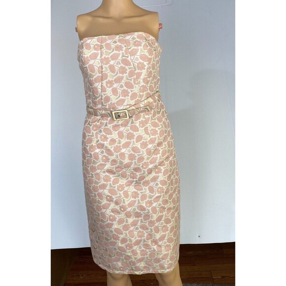 Merona Dress Size 6 Strapless Metallic Gold Peach Lined Built-In Bra Strap Party - Picture 4 of 16